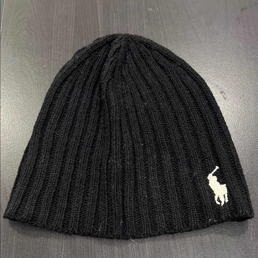 Polo by Ralph Lauren Black Ribbed Knit Hat